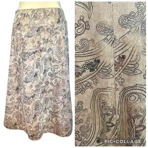 Christopher & Banks Corduroy A-line Midi Skirt Paisley Size 8 Western Boho Fall